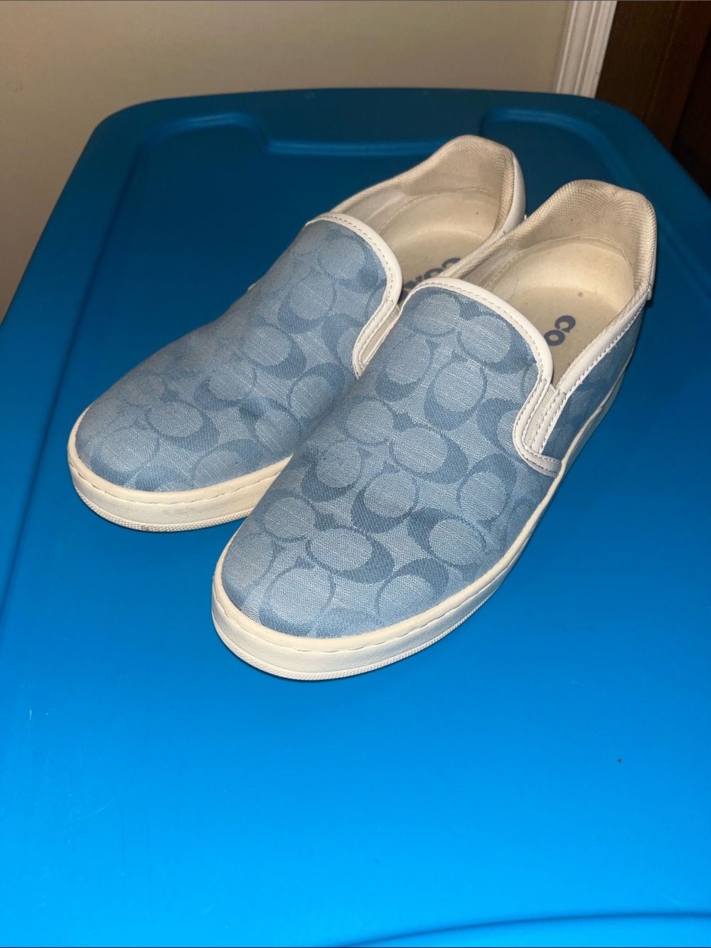 Coach Light Blue Signature Slip-On Shoes - Picture 2 of 7